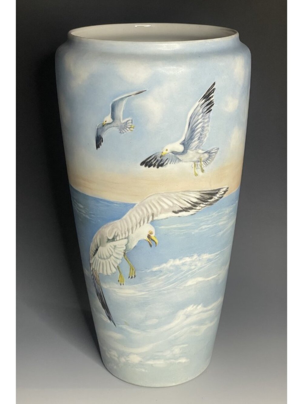 12" Antique Limoges French Porcelain Seagull Nautical Bird Sea Bernardaud Vase